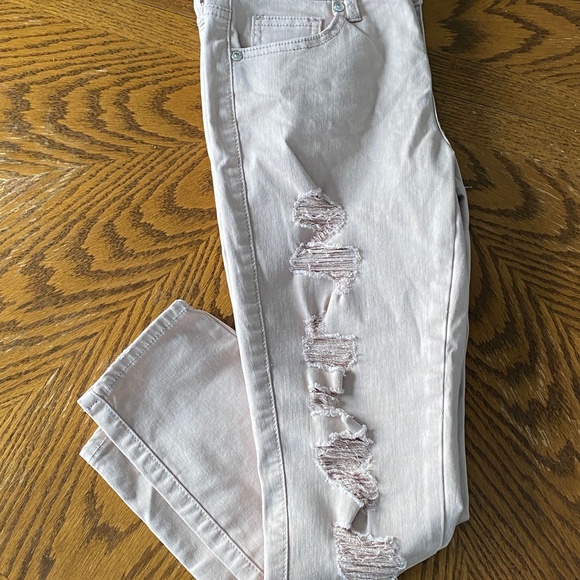 G by Guess Light Blush Distressed Ankle Pants - Picture 1 of 8